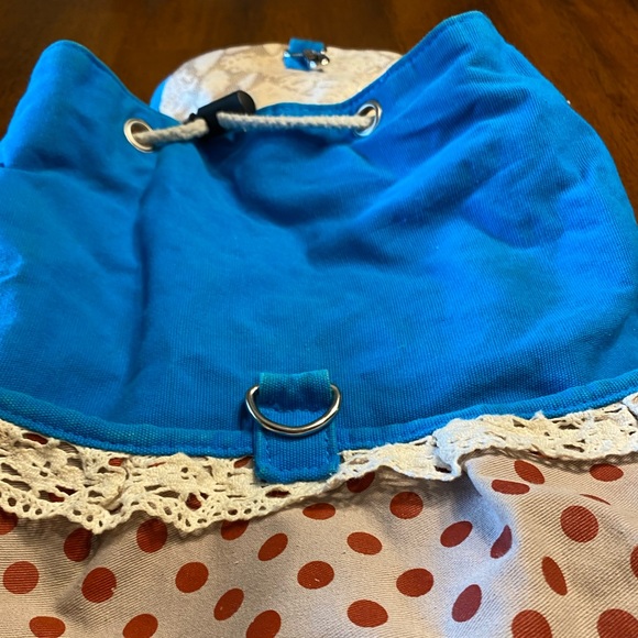 Cloth backpack. With polkadots and a bow. - Picture 4 of 13